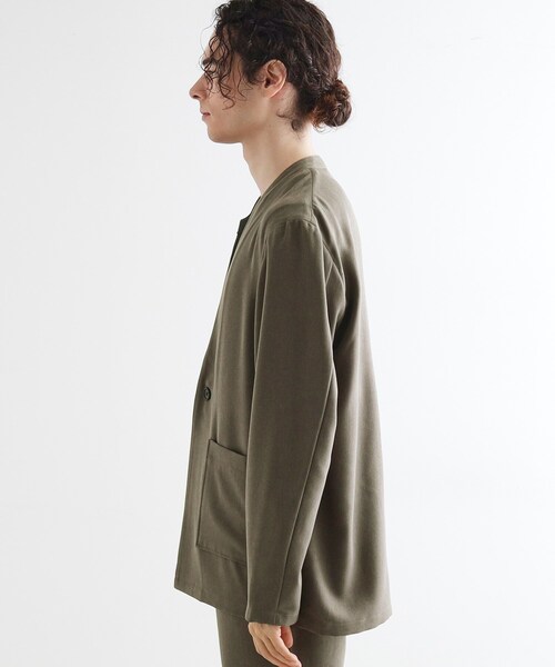 tk.TAKEO KIKUCHI（ティーケータケオキクチ）の「【セットアップ対応】ポリツイルノーカラージャケット（ノーカラージャケット・メンズ・チャコールグレー/ブラック/ブルーグリーン・02/03/04）」の17枚目の写真