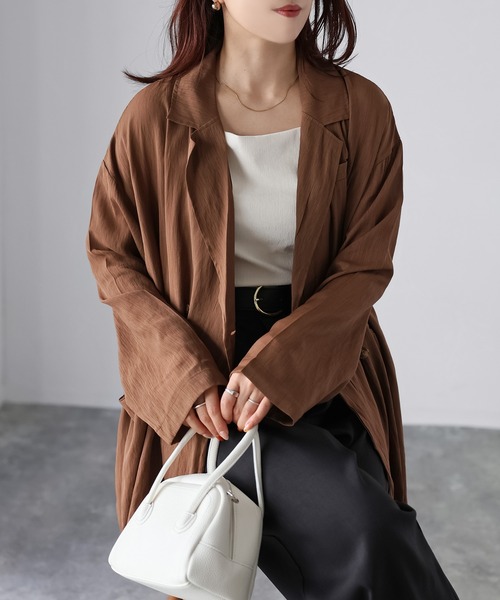 Riberry（リベリー）の「ダブルボタンシアーシャツジャケット（テーラードジャケット・レディース・ブラック/ホワイト系/ブラウン・FREE）」の11枚目の写真