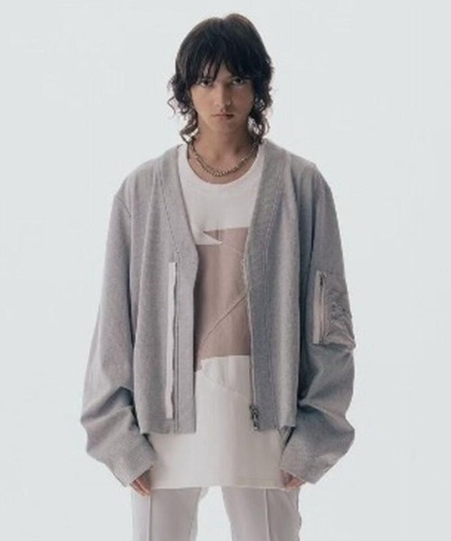 Maison ULA（メゾンウラ）の「Maison ULA/メゾン ウラ/切り替えカーディガン（カーディガン/ボレロ・メンズ・グレー/ブラック・2/1）」の2枚目の写真