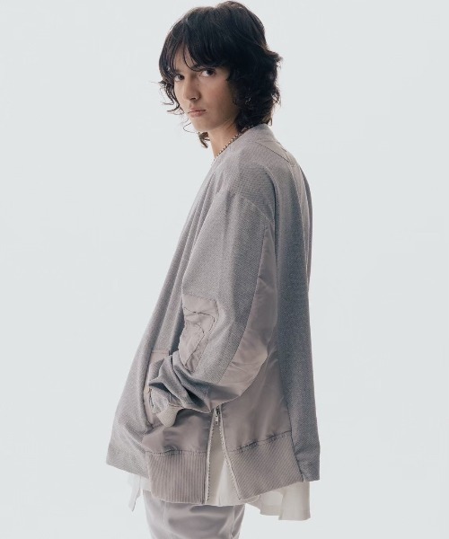 Maison ULA（メゾンウラ）の「Maison ULA/メゾン ウラ/切り替えカーディガン（カーディガン/ボレロ・メンズ・グレー/ブラック・2/1）」の3枚目の写真