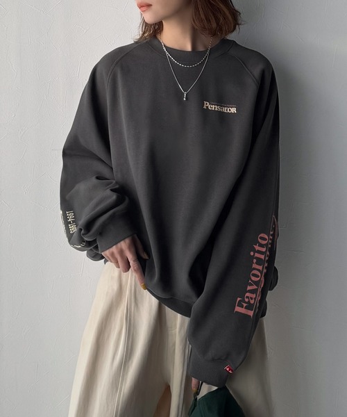 Java(ジャバ)の「《JaVaジャバコラボ》抜け感纏い、センスで遊ぶ。ロゴ袖刺繍&グラフィック裏起毛プルオーバー(スウェット・レディース・杢グレー/ブラウン/オートミール/ネイビー/チャコール・X-LARGE/SMALL/MEDIUM/LARGE)」の16枚目の写真