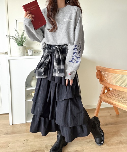 Java(ジャバ)の「《JaVaジャバコラボ》抜け感纏い、センスで遊ぶ。ロゴ袖刺繍&グラフィック裏起毛プルオーバー(スウェット・レディース・杢グレー/ブラウン/オートミール/ネイビー/チャコール・X-LARGE/SMALL/MEDIUM/LARGE)」の13枚目の写真