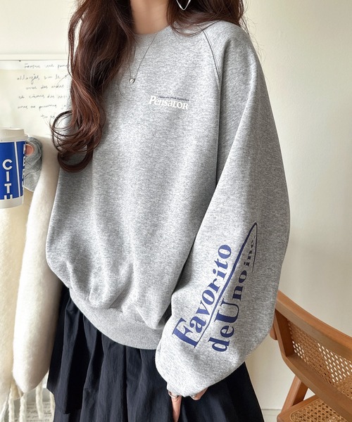 Java(ジャバ)の「《JaVaジャバコラボ》抜け感纏い、センスで遊ぶ。ロゴ袖刺繍&グラフィック裏起毛プルオーバー(スウェット・レディース・杢グレー/ブラウン/オートミール/ネイビー/チャコール・X-LARGE/SMALL/MEDIUM/LARGE)」の14枚目の写真