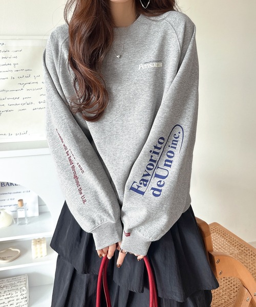 Java(ジャバ)の「《JaVaジャバコラボ》抜け感纏い、センスで遊ぶ。ロゴ袖刺繍&グラフィック裏起毛プルオーバー(スウェット・レディース・杢グレー/ブラウン/オートミール/ネイビー/チャコール・X-LARGE/SMALL/MEDIUM/LARGE)」の12枚目の写真