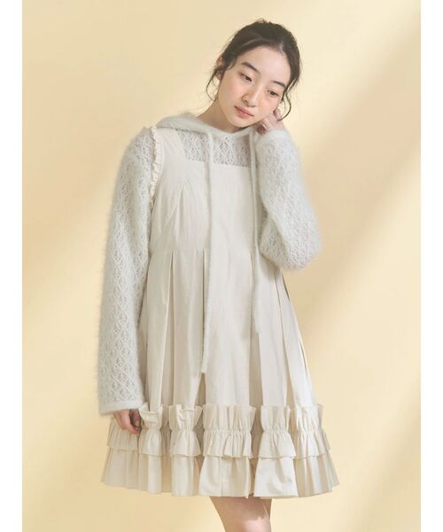 merry jenny（メリージェニー）の「rabbit lace knit tops（ニット/セーター・レディース・グレー/オフホワイト・FREE）」の9枚目の写真