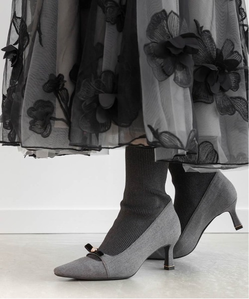 セール】パールリボンニットドッキングブーツ（ブーツ）｜RANDA