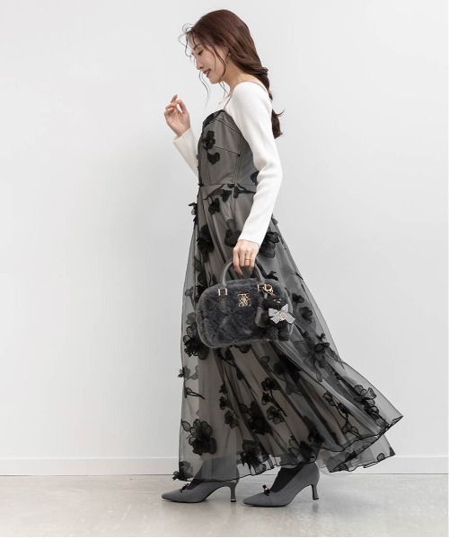 RANDA(ランダ)の「パールリボンニットドッキングブーツ(ブーツ・レディース・ブラック/アイボリー/グレー・S/LL/M/L)」の11枚目の写真