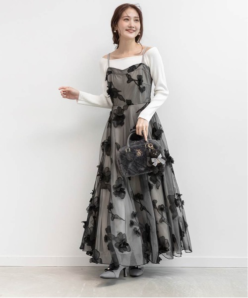 RANDA(ランダ)の「パールリボンニットドッキングブーツ(ブーツ・レディース・ブラック/アイボリー/グレー・S/LL/M/L)」の12枚目の写真