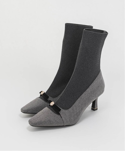 セール】パールリボンニットドッキングブーツ（ブーツ）｜RANDA