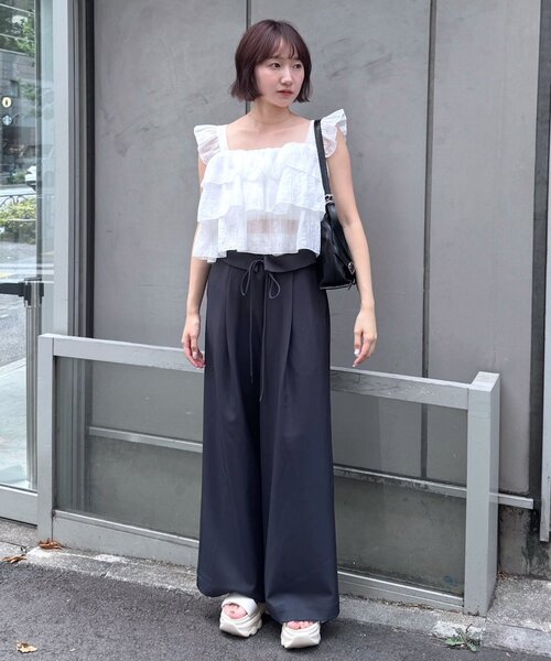 mline（エムライン）の「[mline]フリルノースリブラウス（シャツ/ブラウス・レディース・ピンク/オフホワイト/ブルー・FREE）」の8枚目の写真