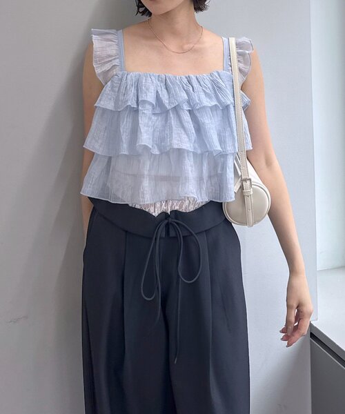 mline（エムライン）の「[mline]フリルノースリブラウス（シャツ/ブラウス・レディース・ピンク/オフホワイト/ブルー・FREE）」の12枚目の写真