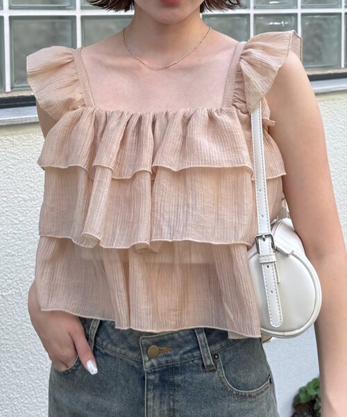 mline（エムライン）の「[mline]フリルノースリブラウス（シャツ/ブラウス・レディース・ピンク/オフホワイト/ブルー・FREE）」の17枚目の写真