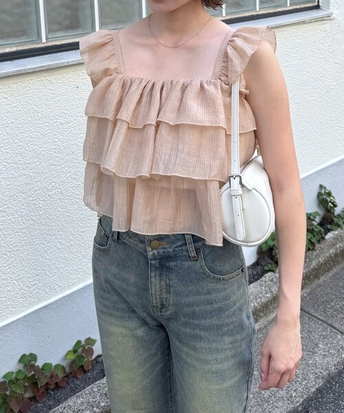 mline（エムライン）の「[mline]フリルノースリブラウス（シャツ/ブラウス・レディース・ピンク/オフホワイト/ブルー・FREE）」の20枚目の写真