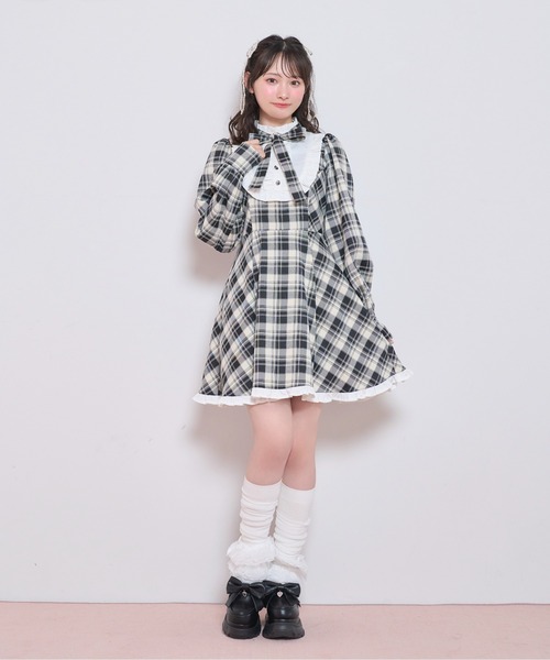 配色ヨークチェックワンピース（ワンピース）｜Honey Cinnamon（ハニー