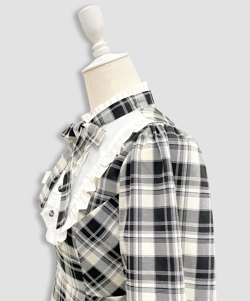 Honey Cinnamon(ハニーシナモン)の「配色ヨークチェックワンピース(ワンピース・レディース・ブラック/ダークグリーン・FREE)」の13枚目の写真