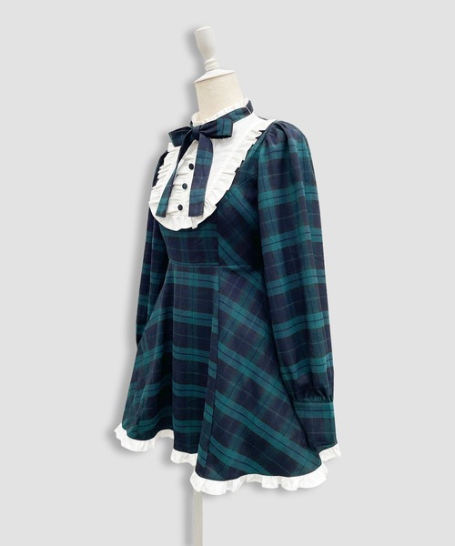 Honey Cinnamon(ハニーシナモン)の「配色ヨークチェックワンピース(ワンピース・レディース・ブラック/ダークグリーン・FREE)」の19枚目の写真