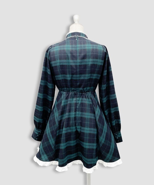 Honey Cinnamon(ハニーシナモン)の「配色ヨークチェックワンピース(ワンピース・レディース・ブラック/ダークグリーン・FREE)」の21枚目の写真