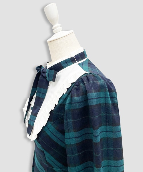 セール】配色ヨークチェックワンピース（ワンピース）｜Honey Cinnamon