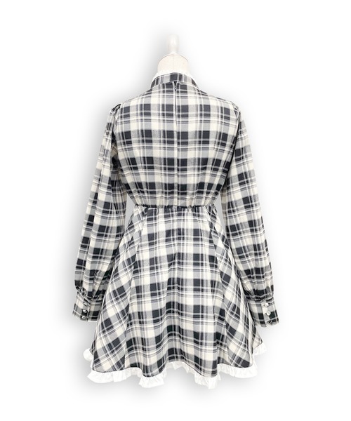 Honey Cinnamon（ハニーシナモン）の「配色ヨークチェックワンピース（ワンピース・レディース・ブラック/ダークグリーン・FREE）」の13枚目の写真