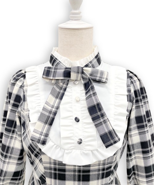 Honey Cinnamon（ハニーシナモン）の「配色ヨークチェックワンピース（ワンピース・レディース・ブラック/ダークグリーン・FREE）」の14枚目の写真