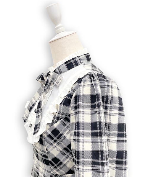 Honey Cinnamon（ハニーシナモン）の「配色ヨークチェックワンピース（ワンピース・レディース・ブラック/ダークグリーン・FREE）」の16枚目の写真