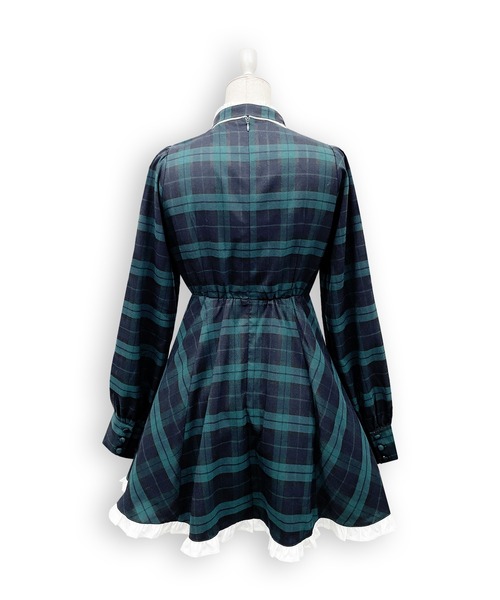 Honey Cinnamon（ハニーシナモン）の「配色ヨークチェックワンピース（ワンピース・レディース・ブラック/ダークグリーン・FREE）」の21枚目の写真