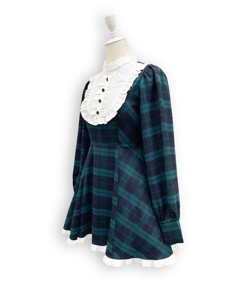 Honey Cinnamon（ハニーシナモン）の「配色ヨークチェックワンピース（ワンピース・レディース・ブラック/ダークグリーン・FREE）」の20枚目の写真
