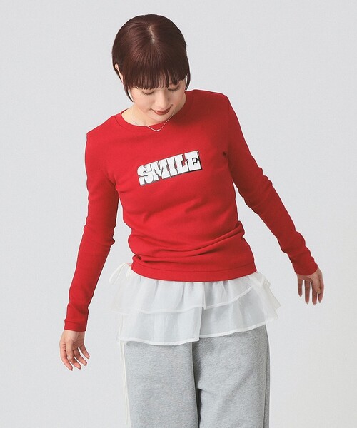 Ray BEAMS(レイビームス)の「【別注】athletic wear MASON / メッセージ ロングスリーブ Tシャツ(Tシャツ/カットソー・レディース・ホワイト/レッド・ONE SIZE)」の17枚目の写真