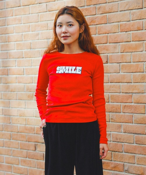 Ray BEAMS(レイビームス)の「【別注】athletic wear MASON / メッセージ ロングスリーブ Tシャツ(Tシャツ/カットソー・レディース・ホワイト/レッド・ONE SIZE)」の1枚目の写真