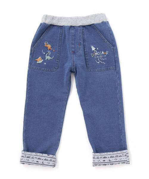 SLAP SLIP(スラップスリップ)の「【お揃い】はたらくくるま恐竜プリントデニムニットパンツ(80~130cm)(デニムパンツ・キッズ・ネイビー/ブルー・130cm/100cm/80cm/90cm/110cm/120cm)」の13枚目の写真