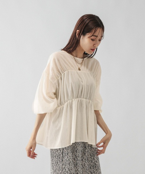 GLOBAL WORK（グローバルワーク）の「リボンカーデブラウス/580790（シャツ/ブラウス・レディース・オフホワイト/ブラック/サックスブルー/ピンク系その他/ブラウン系その他6・MEDIUM/LARGE）」の17枚目の写真