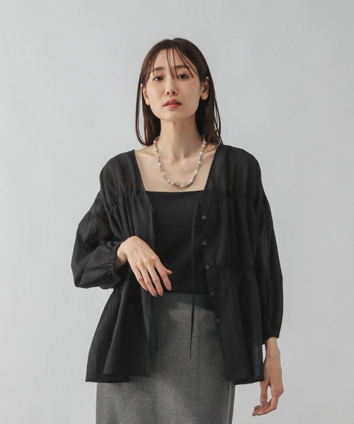 GLOBAL WORK（グローバルワーク）の「リボンカーデブラウス/580790（シャツ/ブラウス・レディース・オフホワイト/ブラック/サックスブルー/ピンク系その他/ブラウン系その他6・MEDIUM/LARGE）」の21枚目の写真