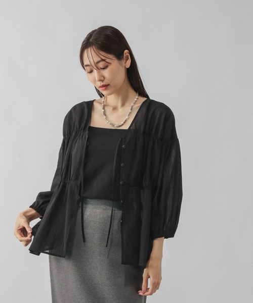 GLOBAL WORK（グローバルワーク）の「リボンカーデブラウス/580790（シャツ/ブラウス・レディース・オフホワイト/ブラック/サックスブルー/ピンク系その他/ブラウン系その他6・MEDIUM/LARGE）」の22枚目の写真