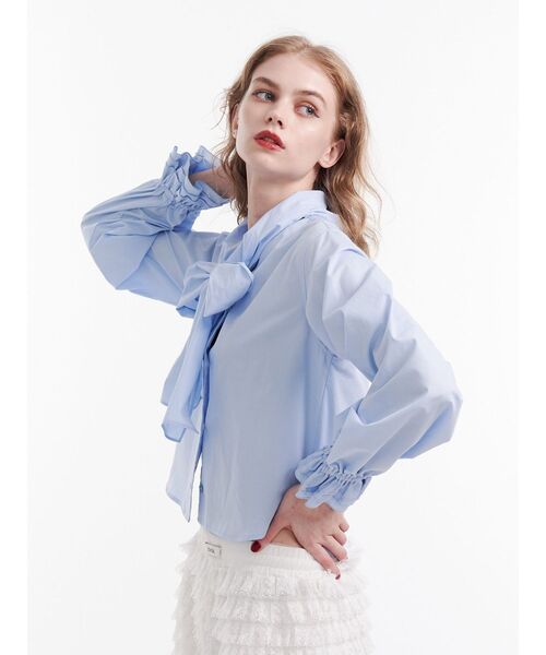 jouetie（ジュエティ）の「スリーブフリルビッグボウタイブラウス（シャツ/ブラウス・レディース・ブラック/オフホワイト/ブルー・MEDIUM）」の18枚目の写真