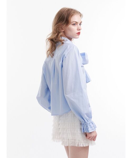 jouetie（ジュエティ）の「スリーブフリルビッグボウタイブラウス（シャツ/ブラウス・レディース・ブラック/オフホワイト/ブルー・MEDIUM）」の19枚目の写真