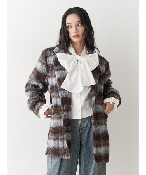 jouetie（ジュエティ）の「スリーブフリルビッグボウタイブラウス（シャツ/ブラウス・レディース・ブラック/オフホワイト/ブルー・MEDIUM）」の4枚目の写真