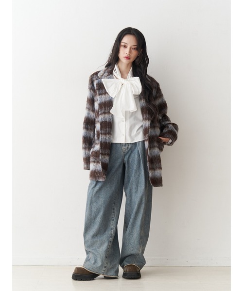 jouetie（ジュエティ）の「スリーブフリルビッグボウタイブラウス（シャツ/ブラウス・レディース・ブラック/オフホワイト/ブルー・MEDIUM）」の5枚目の写真