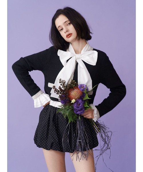 jouetie（ジュエティ）の「スリーブフリルビッグボウタイブラウス（シャツ/ブラウス・レディース・ブラック/オフホワイト/ブルー・MEDIUM）」の8枚目の写真