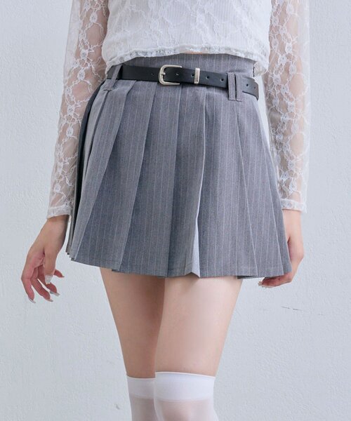 OLIVE des OLIVE（オリーブデオリーブ）の「【PinSucreCollection】合皮ベルト付きプリーツスカート（スカート・レディース・グレー/ブラウン系その他/ブラック/チャコールグレー/キャメル・FREE）」の19枚目の写真