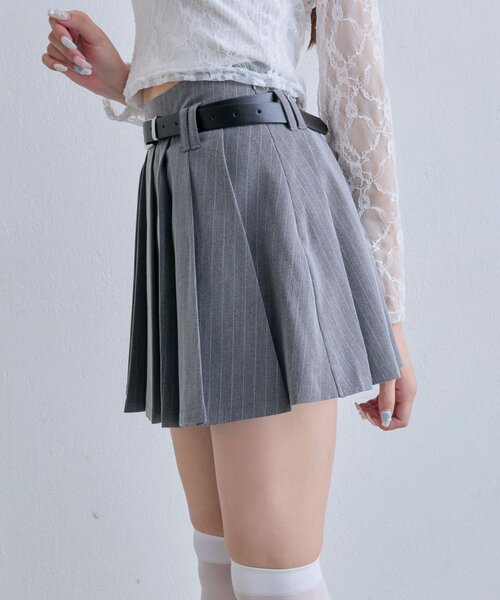 OLIVE des OLIVE（オリーブデオリーブ）の「【PinSucreCollection】合皮ベルト付きプリーツスカート（スカート・レディース・グレー/ブラウン系その他/ブラック/チャコールグレー/キャメル・FREE）」の20枚目の写真