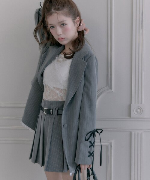 OLIVE des OLIVE（オリーブデオリーブ）の「【PinSucreCollection】合皮ベルト付きプリーツスカート（スカート・レディース・グレー/ブラウン系その他/ブラック/チャコールグレー/キャメル・FREE）」の22枚目の写真
