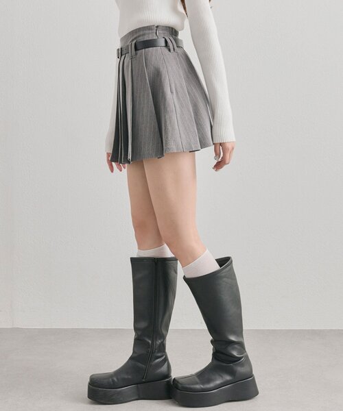 OLIVE des OLIVE(オリーブデオリーブ)の「【PinSucreCollection】合皮ベルト付きプリーツスカート(スカート・レディース・グレー/ブラウン系その他/ブラック/チャコールグレー/キャメル・FREE)」の7枚目の写真