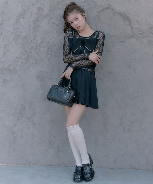 OLIVE des OLIVE(オリーブデオリーブ)の「【PinSucreCollection】合皮ベルト付きプリーツスカート(スカート・レディース・グレー/ブラウン系その他/ブラック/チャコールグレー/キャメル・FREE)」の10枚目の写真