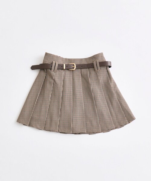 OLIVE des OLIVE スカート セール】【PinSucreCollection】合皮ベルト付きプリーツスカート