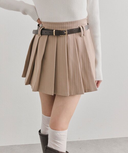 OLIVE des OLIVE(オリーブデオリーブ)の「【PinSucreCollection】合皮ベルト付きプリーツスカート(スカート・レディース・グレー/ブラウン系その他/ブラック/チャコールグレー/キャメル・FREE)」の12枚目の写真