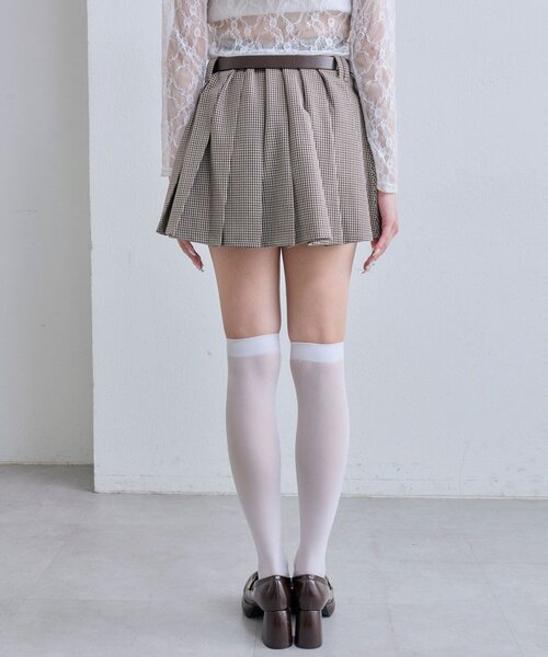 OLIVE des OLIVE スカート セール】【PinSucreCollection】合皮ベルト付きプリーツスカート