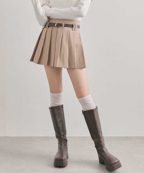 OLIVE des OLIVE(オリーブデオリーブ)の「【PinSucreCollection】合皮ベルト付きプリーツスカート(スカート・レディース・グレー/ブラウン系その他/ブラック/チャコールグレー/キャメル・FREE)」の15枚目の写真