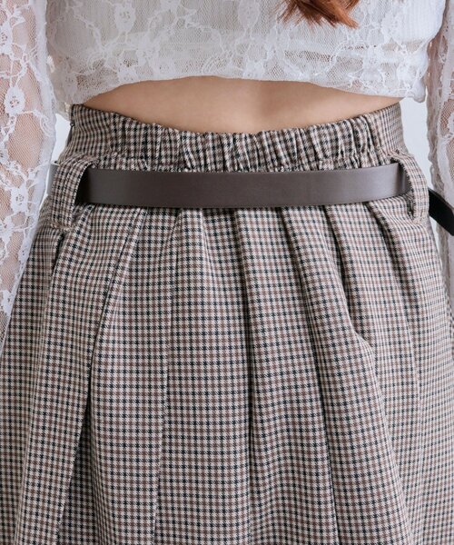セール】【PinSucreCollection】合皮ベルト付きプリーツスカート
