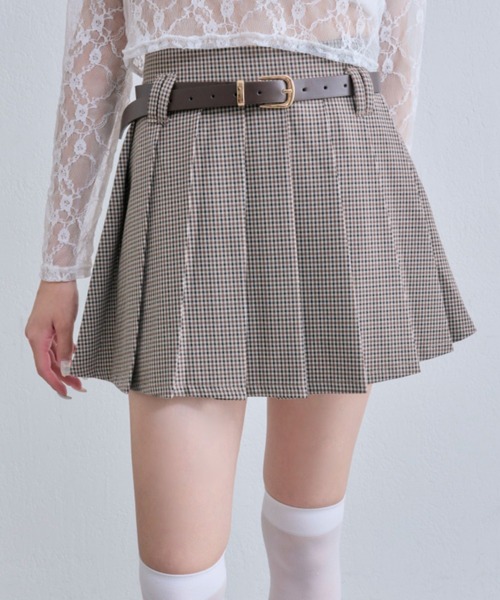 OLIVE des OLIVE(オリーブデオリーブ)の「【PinSucreCollection】合皮ベルト付きプリーツスカート(スカート・レディース・グレー/ブラウン系その他/ブラック/チャコールグレー/キャメル・FREE)」の4枚目の写真