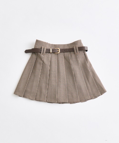 OLIVE des OLIVE ベルト付き裾レイヤードプリーツスカート OLIVE des スカート ベルト付き裾レイヤードプリーツスカート